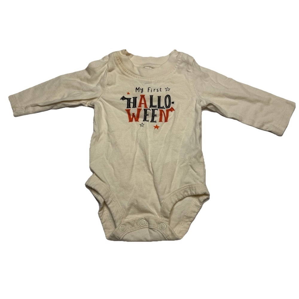 Carters Newborn My First Halloween Long Sleeve Bodysuit Cream Cotton